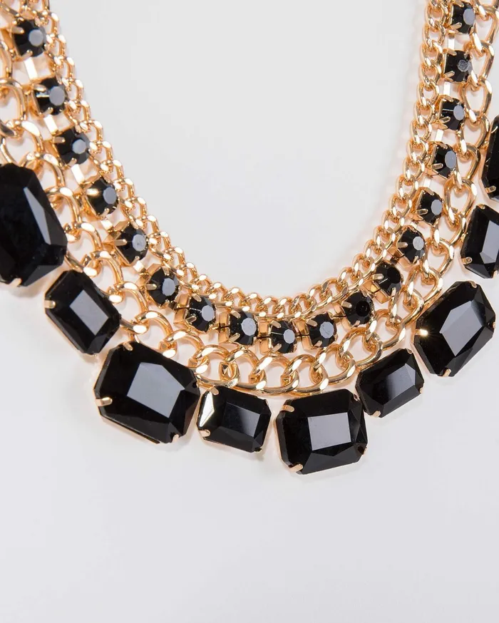 Colette By Colette Hayman Chain Black Crystal Embellished Statement Chain Necklace 8211 Jewellery