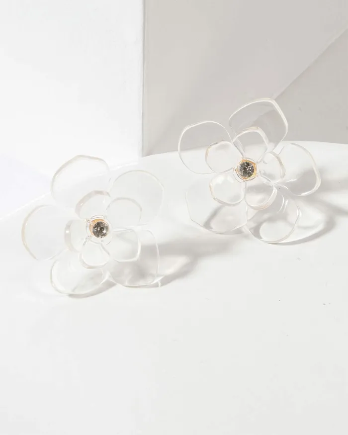 Colette By Colette Hayman Clear Flower Stud Earrings Jewellery Stud