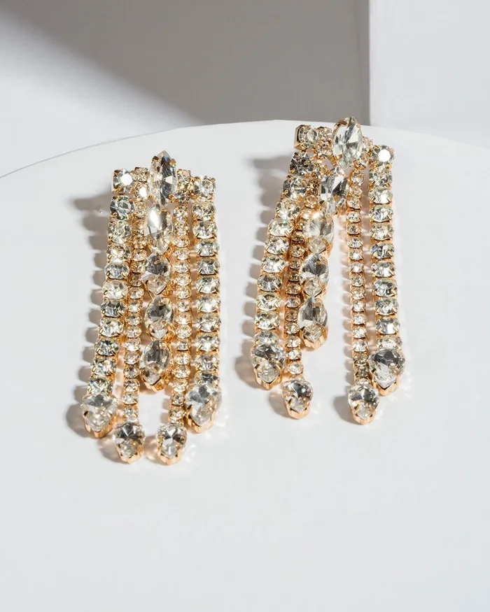Colette By Colette Hayman Crystal Crystal Row Drop Earrings Jewellery Drop