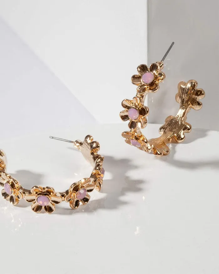 Colette By Colette Hayman Double Row Crystal And Pearl Hoop Eearrings Jewellery Hoop
