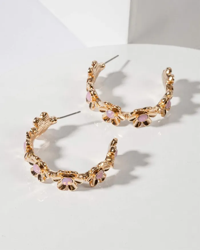 Colette By Colette Hayman Double Row Crystal And Pearl Hoop Eearrings Jewellery Hoop