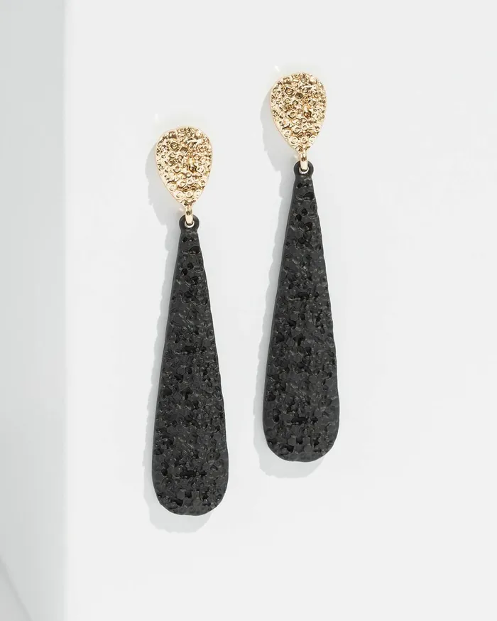 Colette By Colette Hayman Drop Black Textured Long Drop Earrings 8211 Jewellery