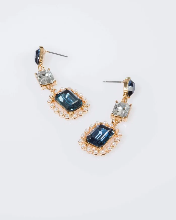 Colette By Colette Hayman Drop Blue Pearl Framed Drop Crystal Earrings 8211 Jewellery