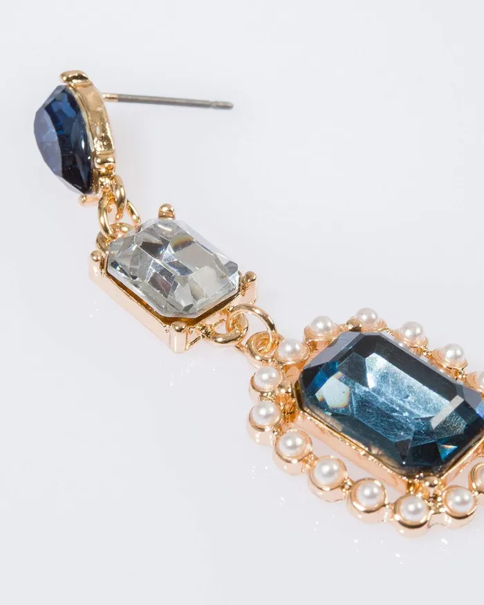 Colette By Colette Hayman Drop Blue Pearl Framed Drop Crystal Earrings 8211 Jewellery