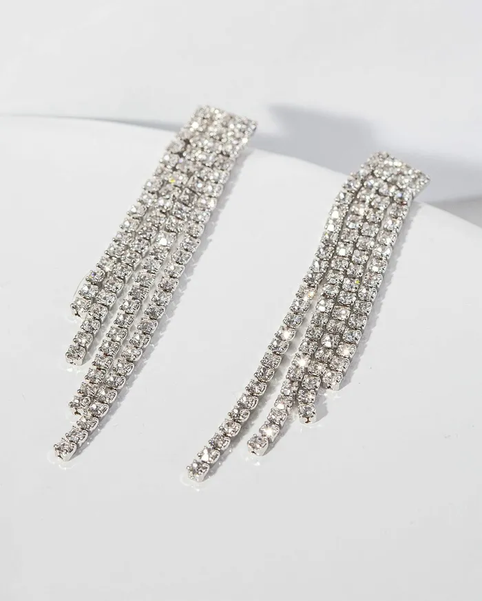 Colette By Colette Hayman Drop Crystal 4 Row Tassel Earrings 8211 Jewellery