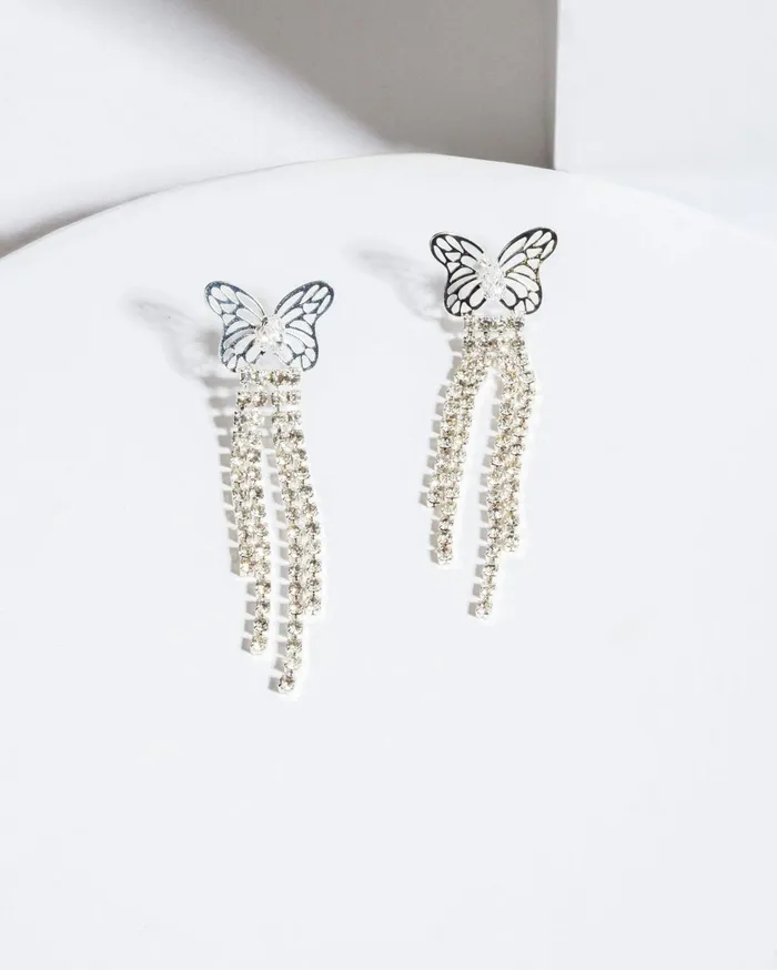 Colette By Colette Hayman Drop Crystal Butterfly Crystal Chain Tassel Drop Earrings 8211 Jewellery