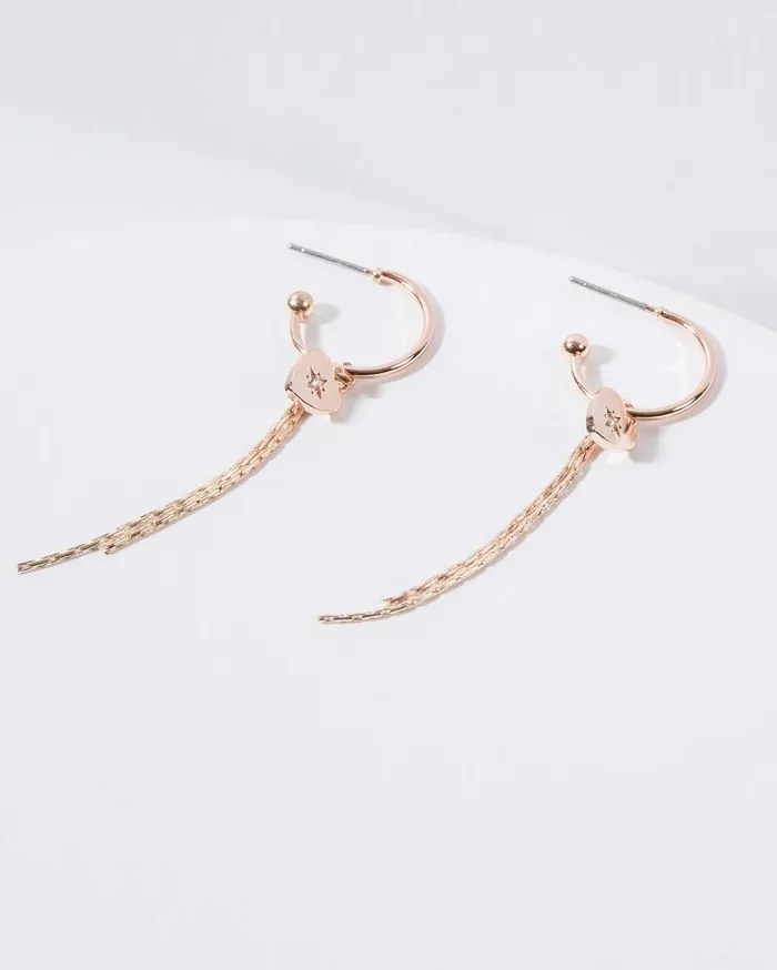 Colette By Colette Hayman Drop Rose Gold Thread Through Heart Earrings 8211 Jewellery
