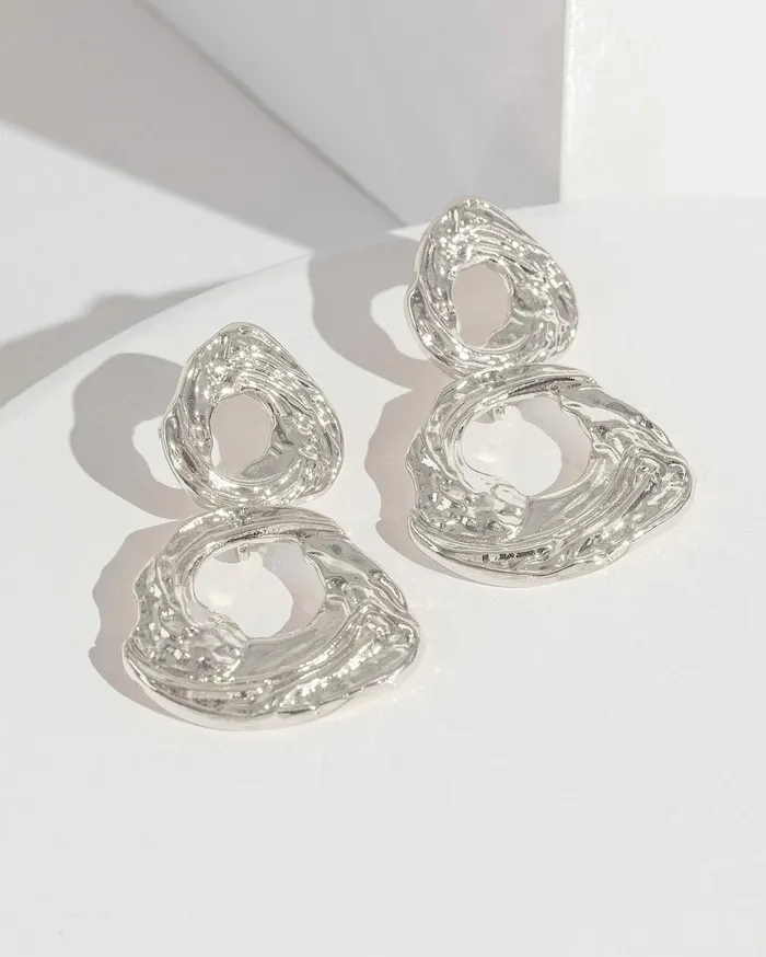 Colette By Colette Hayman Drop Silver Textural Double Drop Earrings 8211 Jewellery