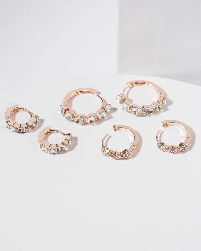 Colette By Colette Hayman Earring Sets Rose Gold Crystal Hoop 3pk Multi Earrings 8211 Jewellery Colette By Colette Hayman Earring Sets Rose Gold Crystal Hoop 3pk Multi Earrings 8211 Jewellery