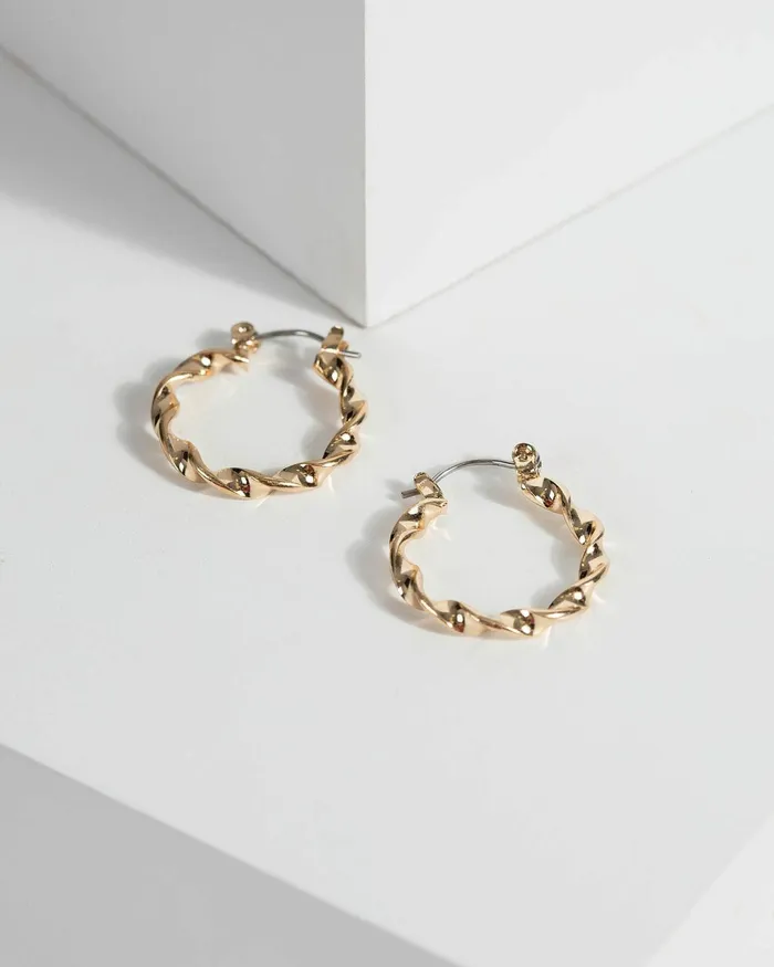 Colette By Colette Hayman Gold 20Mm Twisted Hoop Earrings Jewellery Hoop