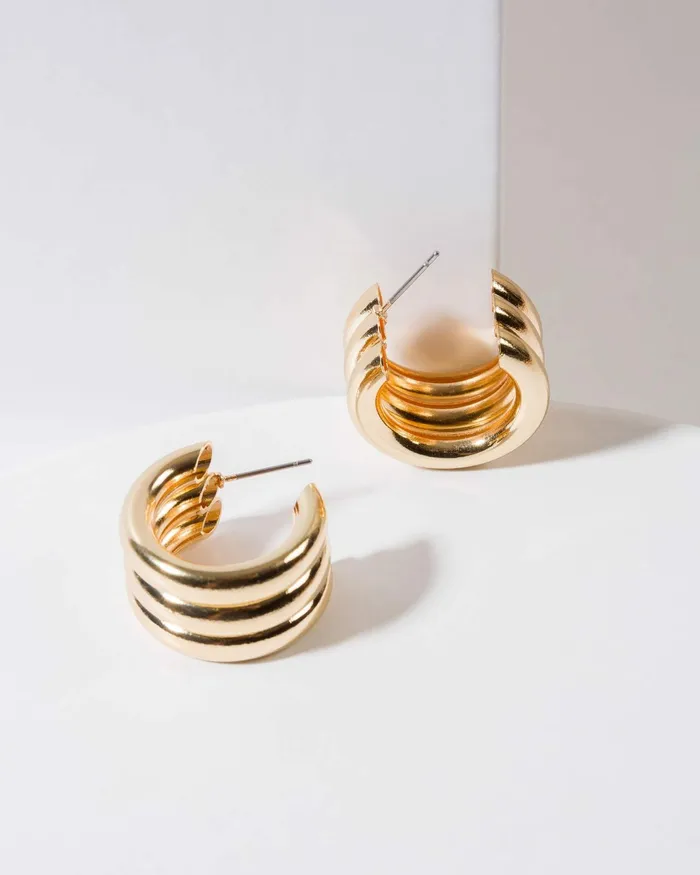 Colette By Colette Hayman Gold Chunky Multi Hoop Earrings Jewellery Hoop