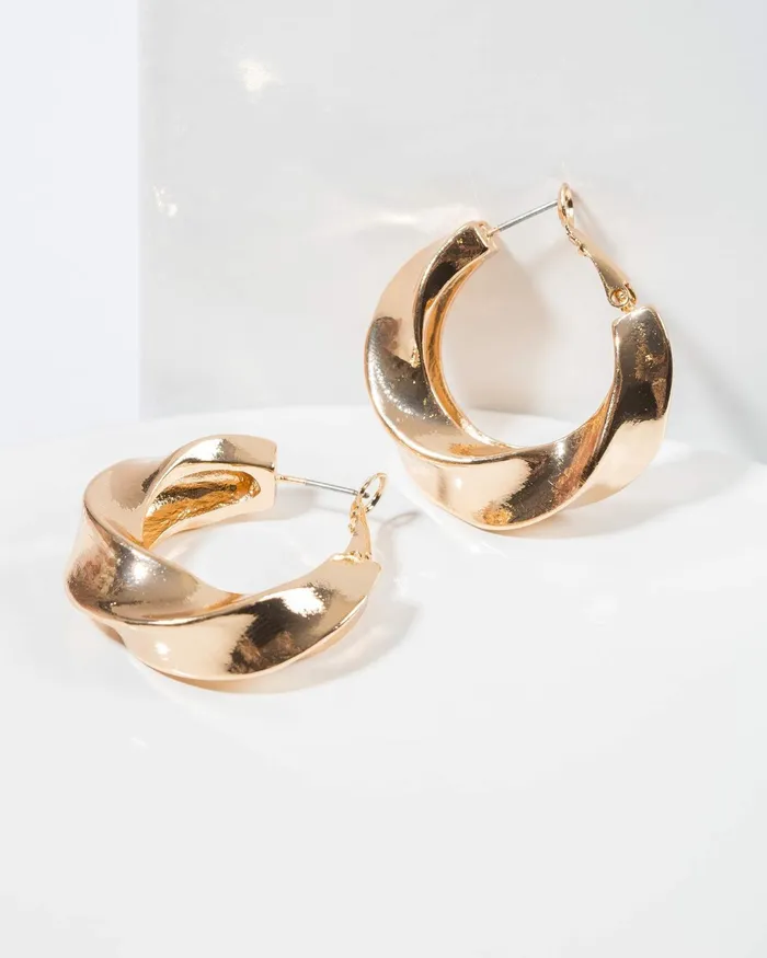Colette By Colette Hayman Gold Chunky Twisty Hoop Earrings Jewellery Hoop