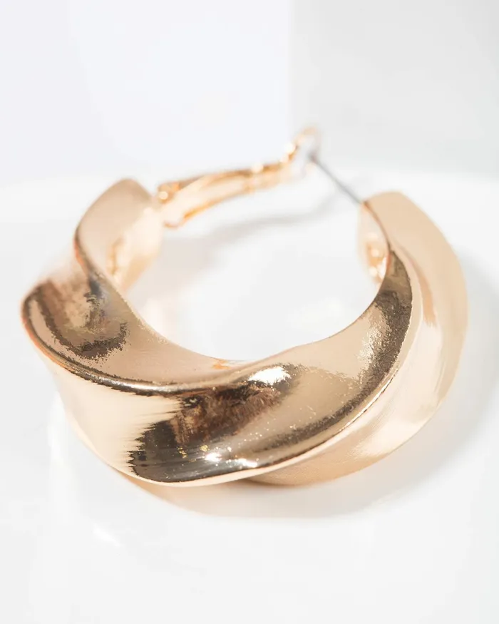 Colette By Colette Hayman Gold Chunky Twisty Hoop Earrings Jewellery Hoop