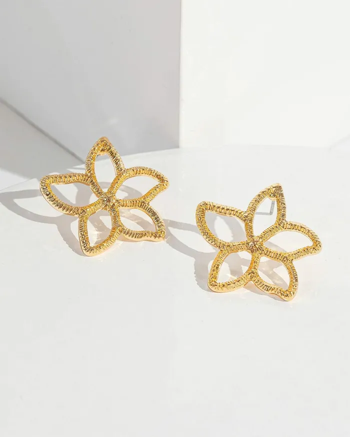 Colette By Colette Hayman Gold Flower Outline Stud Earrings Jewellery Stud