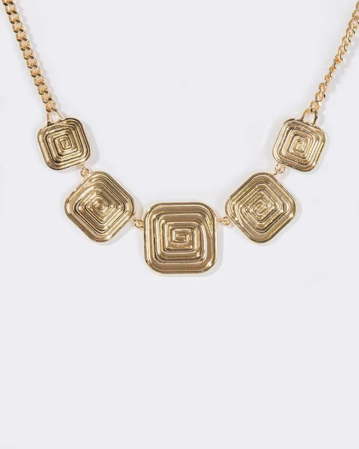 Colette By Colette Hayman Gold Spiral Square Statement Necklace Jewellery Short