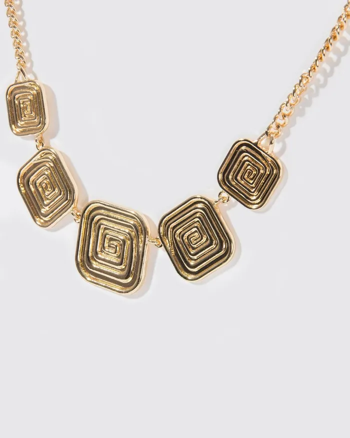 Colette By Colette Hayman Gold Spiral Square Statement Necklace Jewellery Short