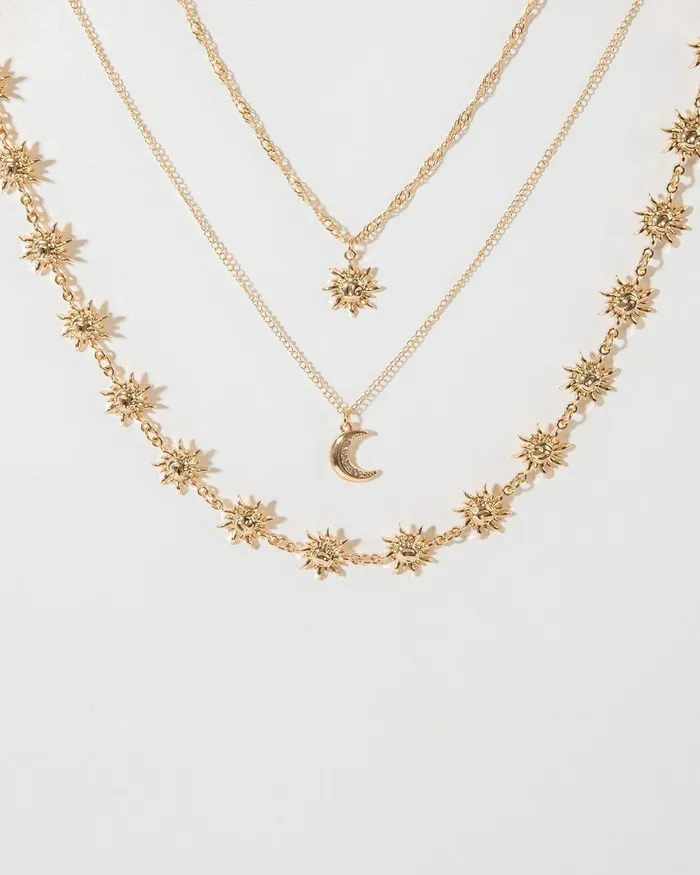 Colette By Colette Hayman Gold Sun And Moon Layered Necklace Jewellery Layered