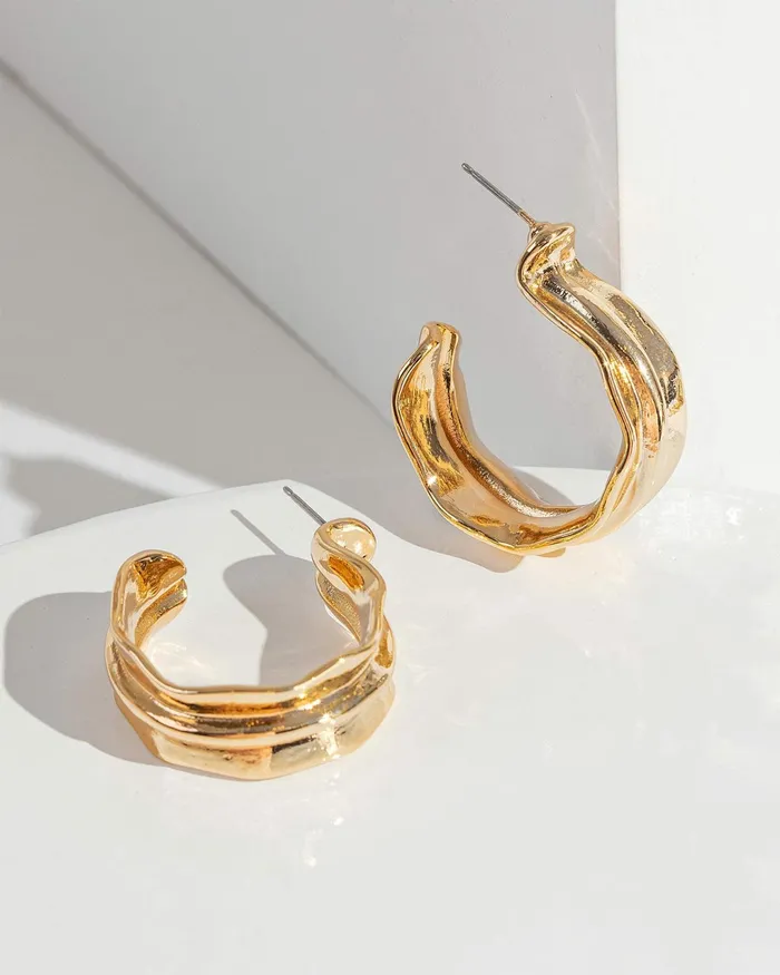 Colette By Colette Hayman Gold Textured Hoop Earrings Jewellery Hoop