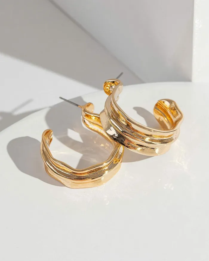 Colette By Colette Hayman Gold Textured Hoop Earrings Jewellery Hoop