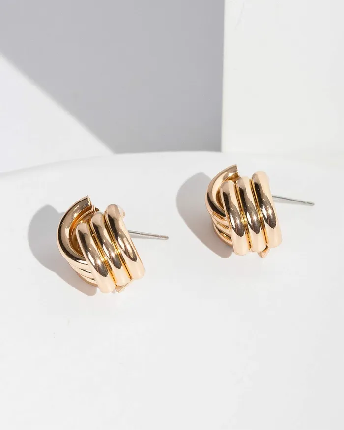 Colette By Colette Hayman Gold Triple Braid Stud Earrings Jewellery Stud