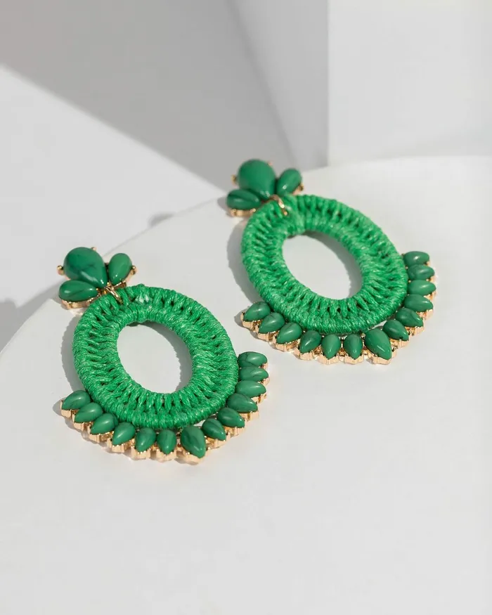 Colette By Colette Hayman Green Beaded Tassel Wrapped Earrings Jewellery Statement Earrings Colette By Colette Hayman Green Beaded Tassel Wrapped Earrings Jewellery Statement Earrings