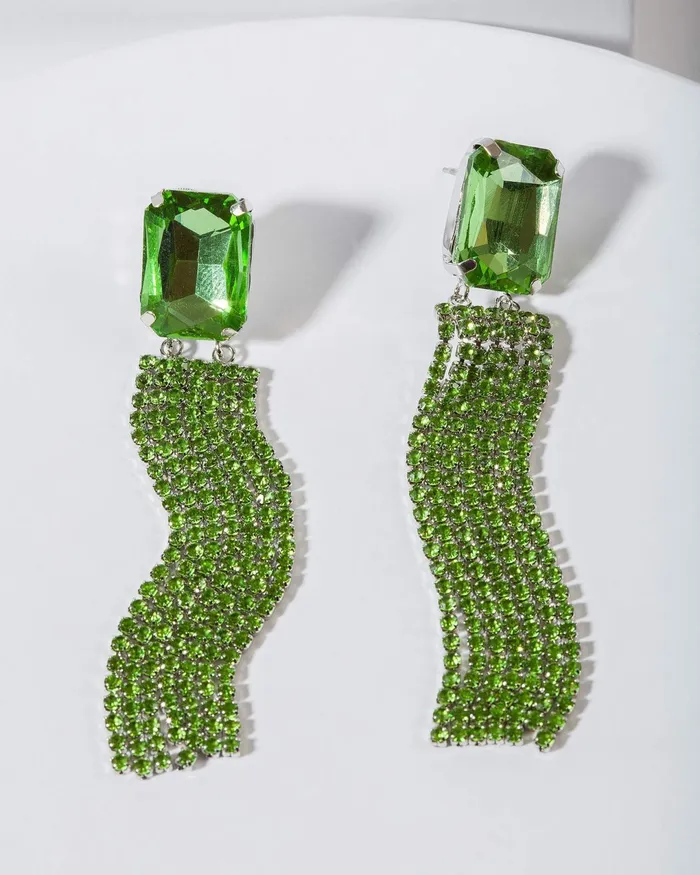 Colette By Colette Hayman Green Rectangle Crystal Tassel Earrings Jewellery Statement Earrings Colette By Colette Hayman Green Rectangle Crystal Tassel Earrings Jewellery Statement Earrings