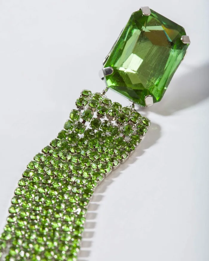 Colette By Colette Hayman Green Rectangle Crystal Tassel Earrings Jewellery Statement Earrings