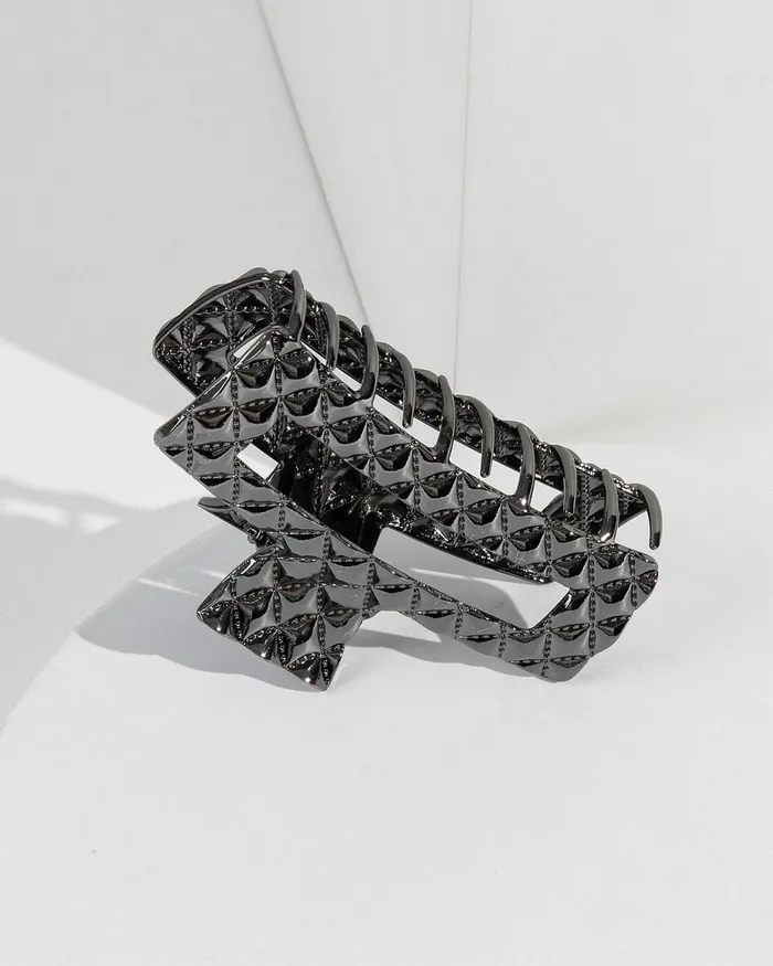 Colette By Colette Hayman Gunmetal Metal Quilted Look Claw Clip Accessories Claw Clips