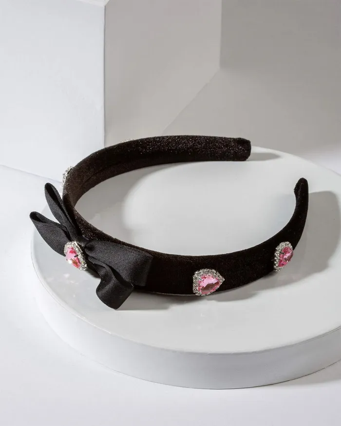Colette By Colette Hayman Headbands and Fascinators Black Love Heart And Bow Detail Headband 8211 Accessories