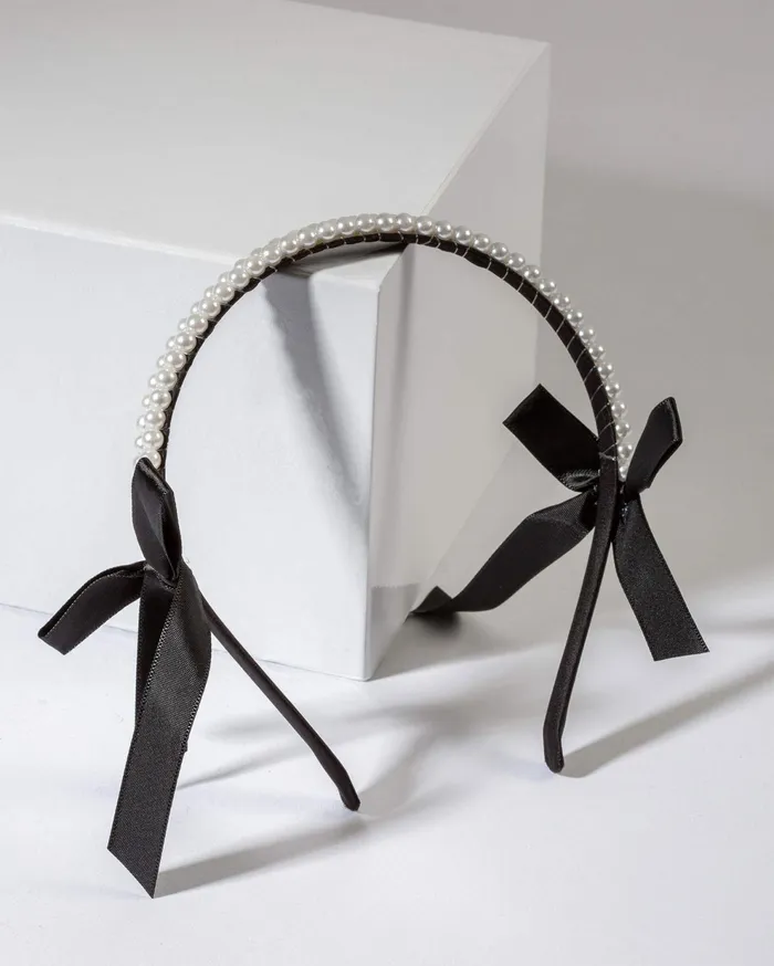 Colette By Colette Hayman Headbands and Fascinators Black Side Bow Detailing Pearl Headband 8211 Accessories Colette By Colette Hayman Headbands and Fascinators Black Side Bow Detailing Pearl Headband 8211 Accessories