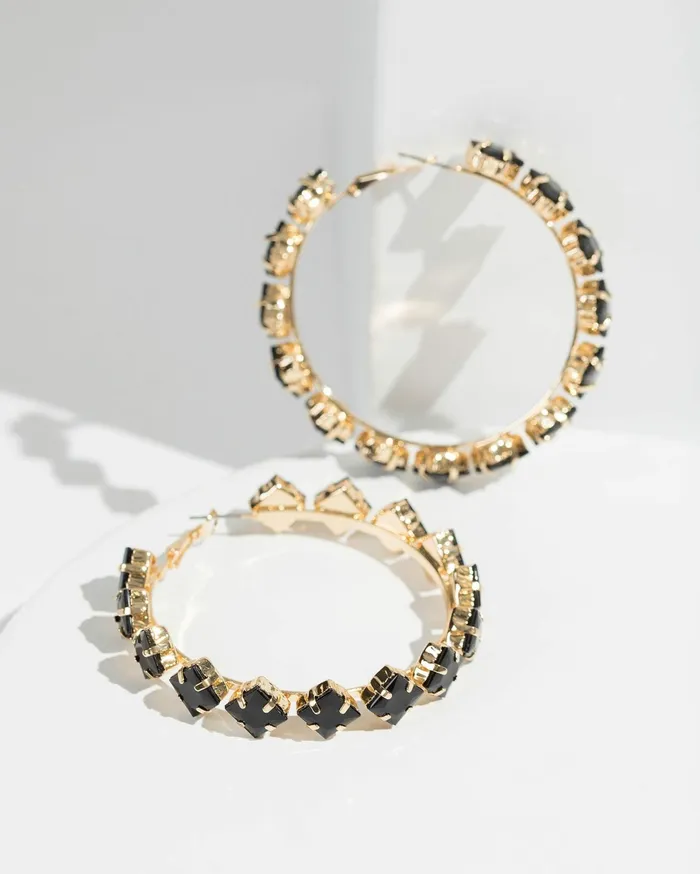 Colette By Colette Hayman Hoop Black Diamond Crystal Hoop Earrings 8211 Jewellery