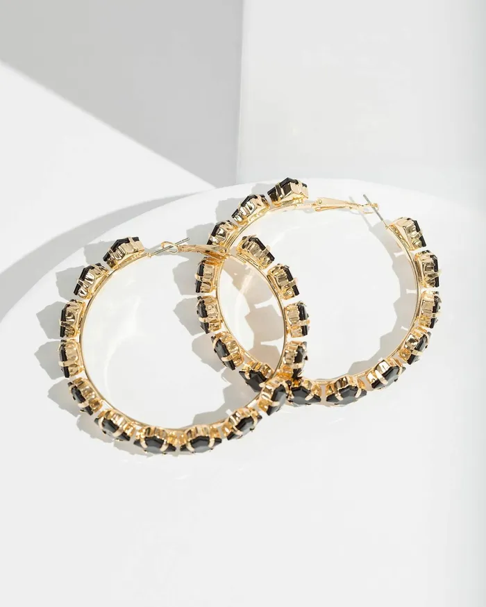 Colette By Colette Hayman Hoop Black Diamond Crystal Hoop Earrings 8211 Jewellery