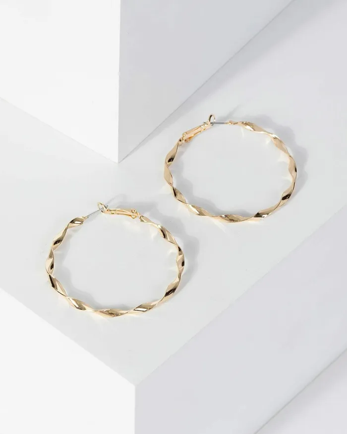 Colette By Colette Hayman Hoop Gold 5Omm Twist Hoop Earrings 8211 Jewellery