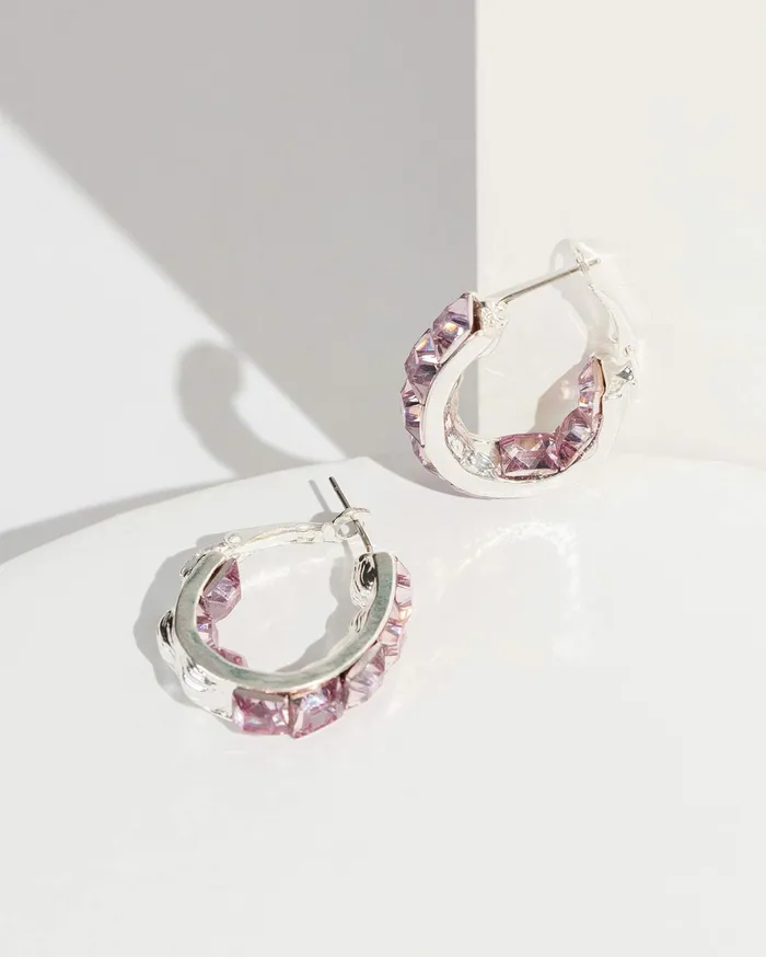 Colette By Colette Hayman Hoop Purple Square Crystal Hoop Earrings 8211 Jewellery