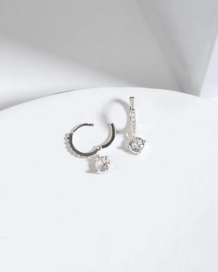 Colette By Colette Hayman Huggie Silver Cubic Zirconia Dangle Crystal Huggie Hoops Earrings 8211 Jewellery Colette By Colette Hayman Huggie Silver Cubic Zirconia Dangle Crystal Huggie Hoops Earrings 8211 Jewellery