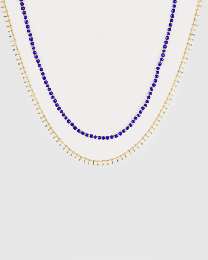 Colette By Colette Hayman Layered Blue Beaded Double Row Necklace 8211 Jewellery