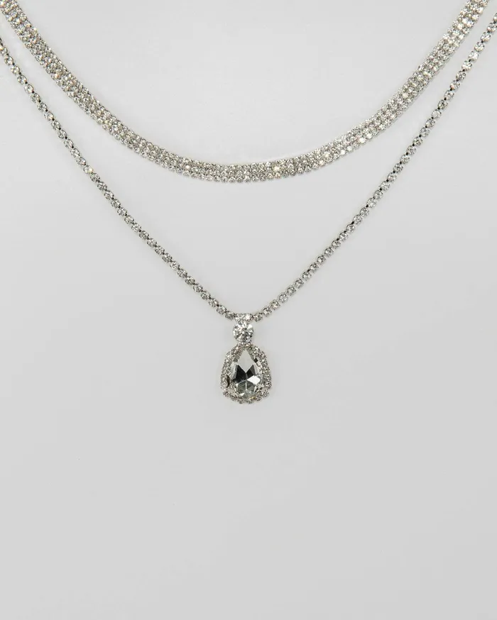 Colette By Colette Hayman Layered Crystal Crystal Chain 2 Layer With Pendant Rhodium Necklace 8211 Jewellery Colette By Colette Hayman Layered Crystal Crystal Chain 2 Layer With Pendant Rhodium Necklace 8211 Jewellery