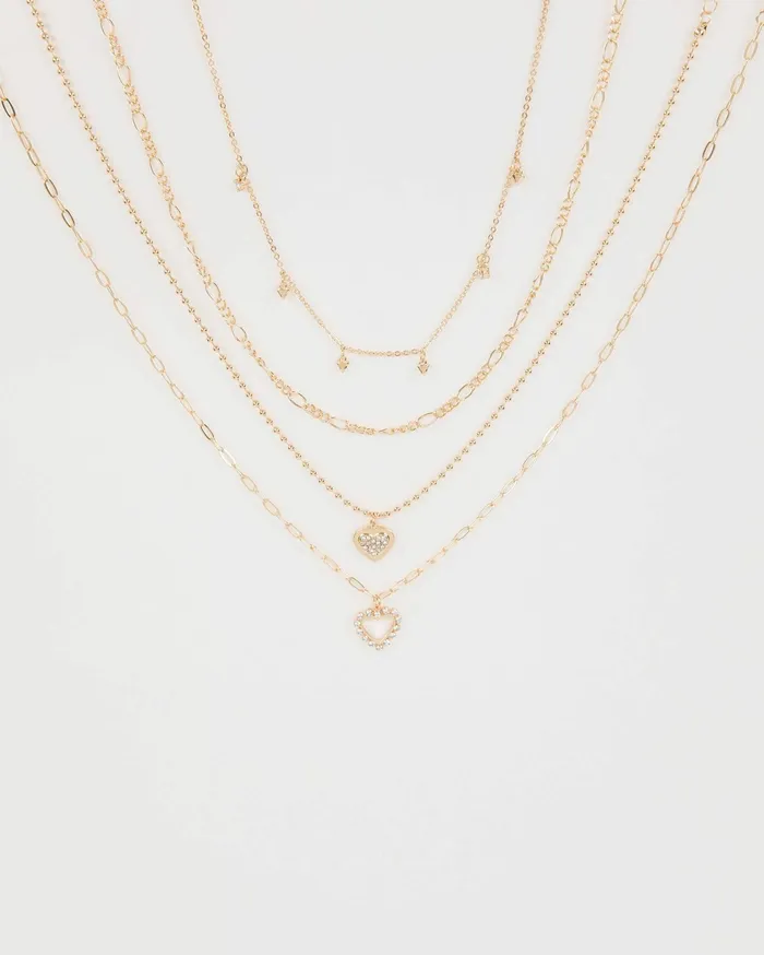 Colette By Colette Hayman Layered Gold Crystal Heart Layered Necklace 8211 Jewellery