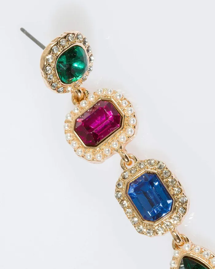 Colette By Colette Hayman Multi Crystal Pearl Framed Drop Earrings Jewellery Drop