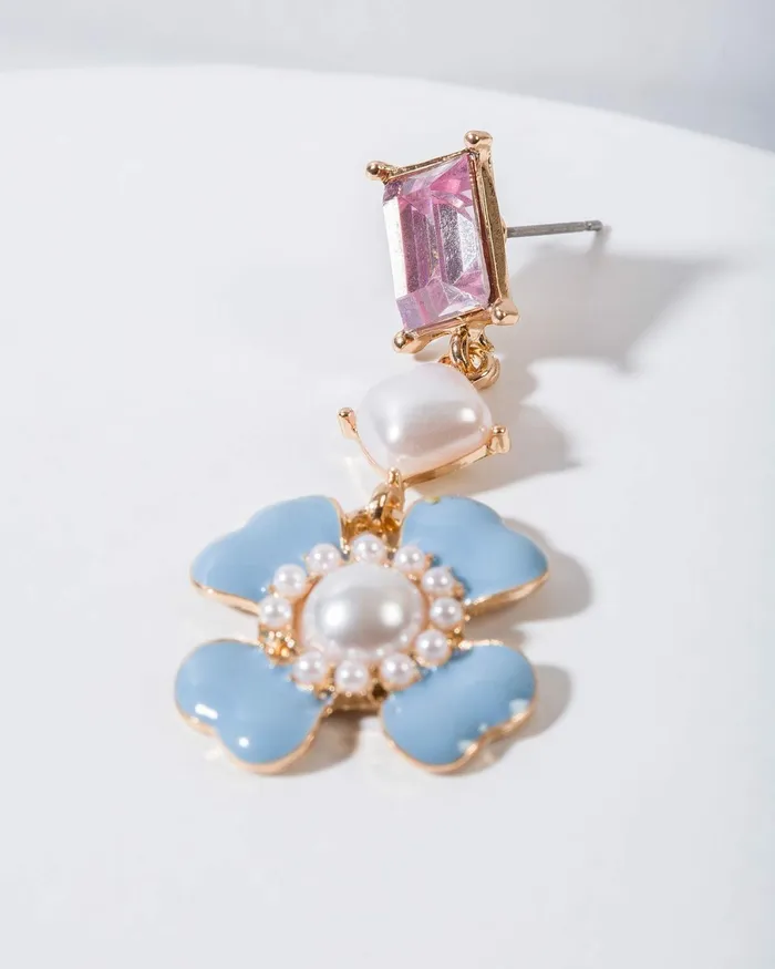 Colette By Colette Hayman Multi Flower Pearl And Crystal Drop Earrings Jewellery Drop