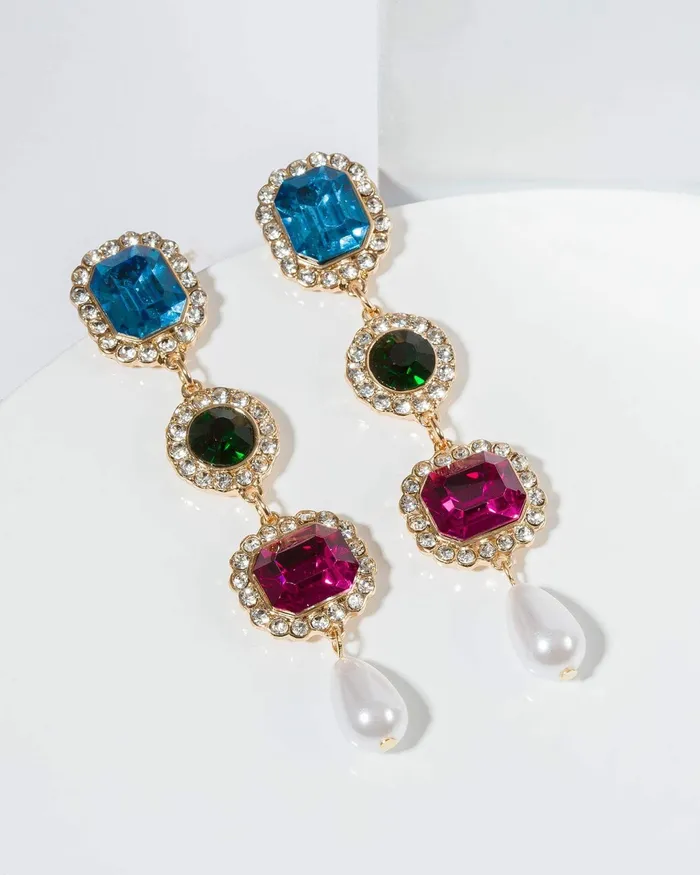 Colette By Colette Hayman Multi Framed Heart Drop Earrings Jewellery Statement Earrings