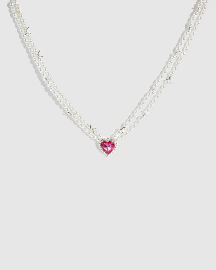 Colette By Colette Hayman Pink Barbed Wire Heart Pearl Necklace Jewellery Statement Necklaces Colette By Colette Hayman Pink Barbed Wire Heart Pearl Necklace Jewellery Statement Necklaces
