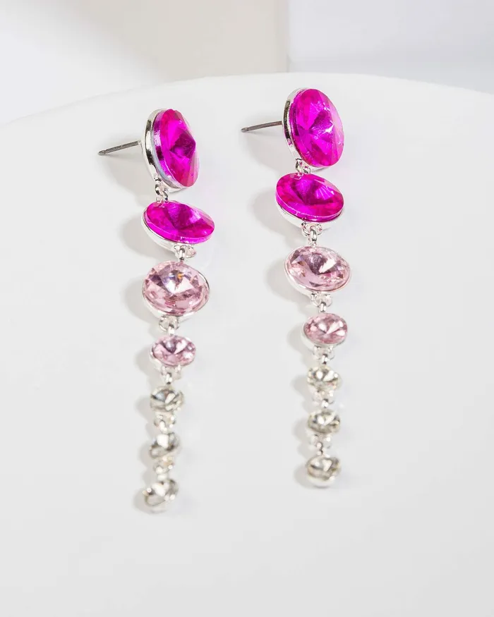 Colette By Colette Hayman Pink Crystals Chain Drop Earrings Jewellery Statement Earrings