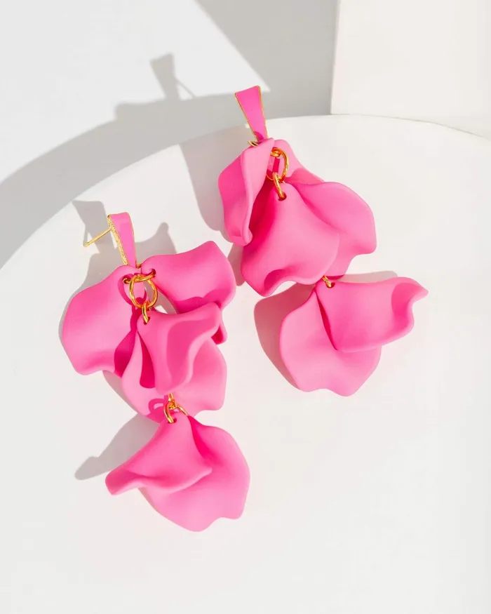 Colette By Colette Hayman Pink Fabric Petal Stud Earrings Jewellery Stud