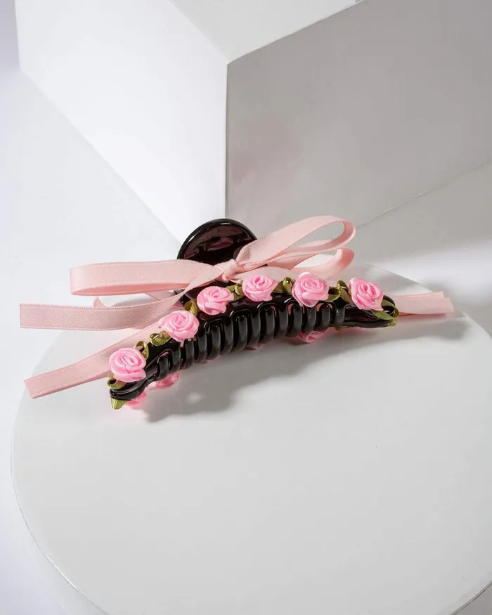Colette By Colette Hayman Pink Rosette And Bow Detail Claw Clip Accessories Claw Clips