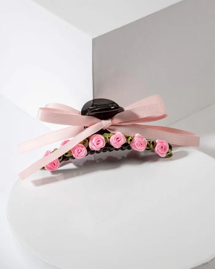 Colette By Colette Hayman Pink Rosette And Bow Detail Claw Clip Accessories Claw Clips