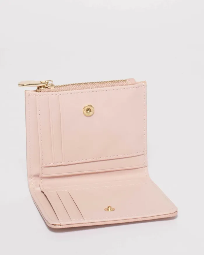 Colette By Colette Hayman Pink Saffiano Han Mini Wallet With Gold Hardware Bags Wallets