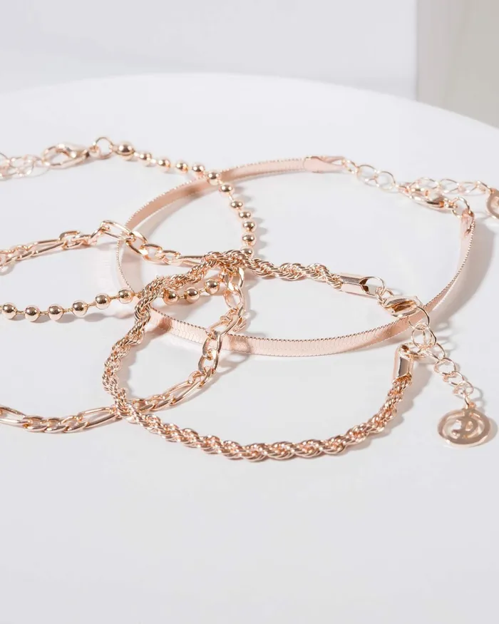 Colette By Colette Hayman Rose Gold 4 Pack Flat Chain Multi Bracelet Jewellery Bracelets