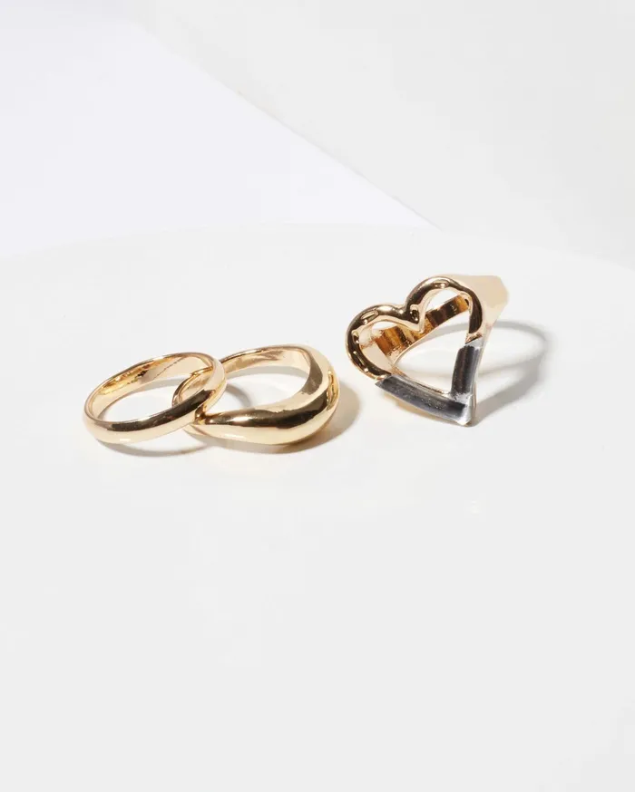 Colette By Colette Hayman Sets Gold 2 Tone Heart Ring Pack 8211 Jewellery