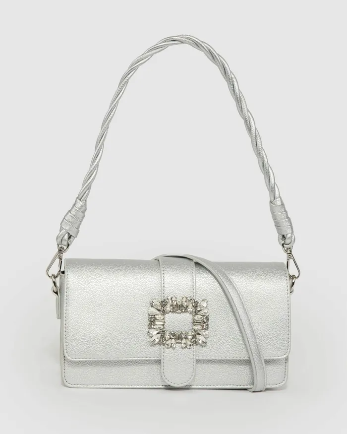 Colette By Colette Hayman Silver Francesca Crystal Shoulder Bags Shoulder Bags